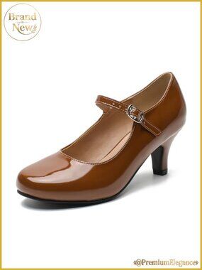 Mary Jane Pumps Round Toe Mid Heel Buckle Dress Shoes